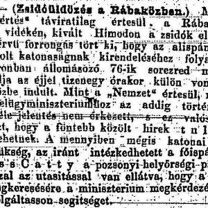 „Zsidóüldözés a Rábaközben.” (Forrás: Budapesti Hírlap, 1882. 11. 23., 6. o.)
